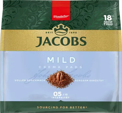 Produktbild von Jacobs Crema Pads mild | 18 Senseo kompatible Kaffeepads 118 g