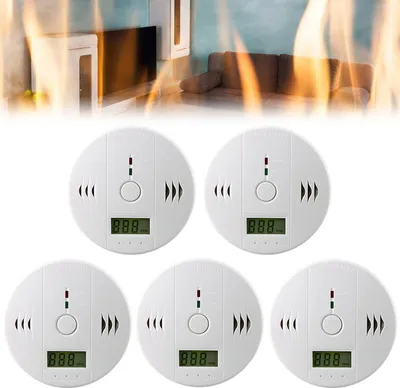 Produktbild von Jiubiaz 5x CO Medler Rauchmelder Feueralarm Pause und Testtaste Batterieanzeige Weiß