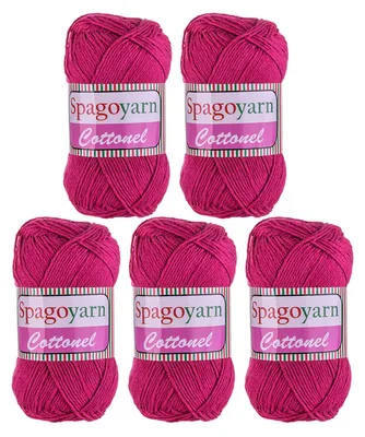 5 x 100g Strickgarn Cottonel Uni Häkelwolle Handstrickgarn magenta