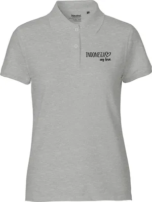 Produktbild von Huuraa Damen Polo Shirt Indonesia my love XS Sport Grey Bio Baumwolle Fairtrade Poloshirt Geschenkidee