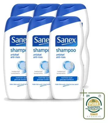 Productafbeelding van 6 x Sanex Anti-roos shampoo - met kamille en tarwe-eiwit - 250 ml - voordeelverpakking - 6 stuks