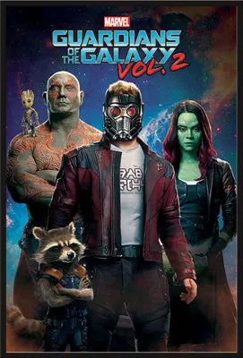 Produktbild von Guardians of the Galaxy - Poster - 2 - Characters in Space + Wechselrahmen, Shinsuke® Maxi Kunststoff schwarz, Acryl-Scheibe