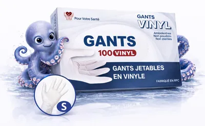 Produktbild von Einweghandschuhe Gants Vinyl transparent Größe S 100 Stück für Hygiene Packung