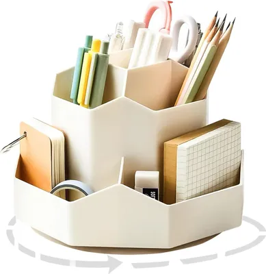 Produktbild von Famanu Büroorganizer drehbar - Stifthalter für Kinder - 360° rotierend, große Kapazität - Organizer mit 9 Fächern