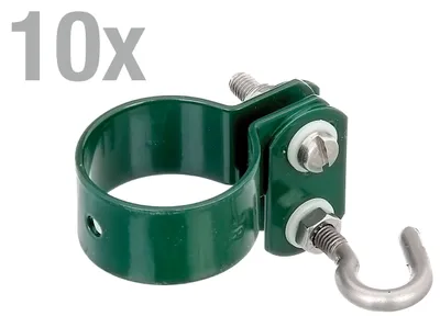 Immagine prodotto di Alberts 859183 Morsetto per il fissaggio bilaterale di tiranti intrecciati, morsetto Ø: 38 mm, zincato, plastificato verde, morsetto Ø 38 mm, set da 10