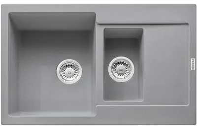 Produktbild von FRANKE Maris MRG 651-78 in STEINGRAU mit Druckknopfventil u. Abtropfbecken / Ausschnittmaß 760 x 480 mm / Einbauspüle
