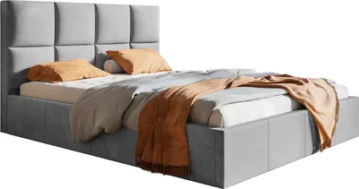 Produktbild von Polsterbett 160x200 mit Lattenrost Fado - Bettkasten, Samtstoff, Grau