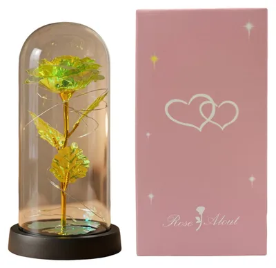 Produktbild von Konservierte Rose in einer Kuppel mit LED-Beleuchtung – Künstliche, ewige Rose – Geschenkidee für sie, Mama, Frauen – Valentinstag, Muttertag, Weihnachten, Geburtstag