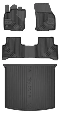 Produktbild von Gummi-Fußmatten für Volkswagen Touran II 2015- (Minivan, 5-Sitzer) – Schwarz, passgenau – Wielganizator
