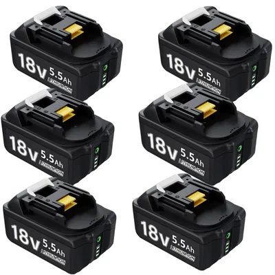 Obrázek produktu pro 18V Li-ion akumulátor pro nářadí Makita, kapacita 5,5 Ah, LED displej, 6 kusů
