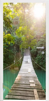 Produktbild von MuchoWow® Türtapete Selbstklebende Türfolie Dschungel - Wasser - Brücke - Natur - Pflanzen 75x205 cm Türposter Türaufkleber Klebefolie Türklebefolie - XXL-Aufkleber - Tür Tapeten