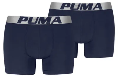 Productafbeelding van Heren boxershorts PUMA MEN SHINE ELASTISCHE BOXERS 2-PACK 94780601 BLAUW/ZILVER, maat: S