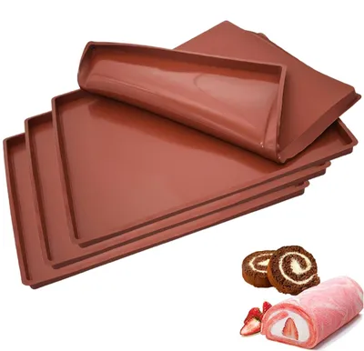 Image de Lot de 4 tapis de cuisson en silicone pour des gâteaux parfaits