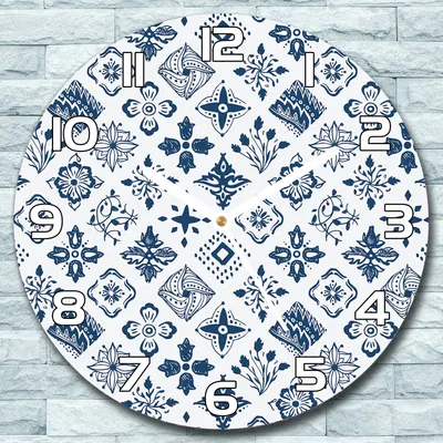 Produktbild von Wanduhr aus Glas Rund fi 30 Geometrische Blumen Quarz Deko Wohnzimmer Büro