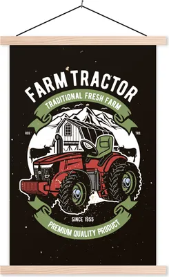 Produktbild von MuchoWow® Textilposter Traktor - Bauernhof - Retro 40x60 cm mit holzfarbenen Rahmen - Poster