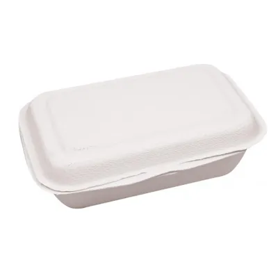 Immagine prodotto di 10x NATUREStar 41215Hamburgerboxen mit Klappdeckel 150 x 150 x 85 mm Zuckerrohr weiß Volumen 450 ml