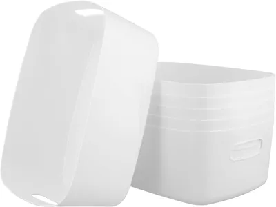 Imagen del producto de Caja de almacenamiento de plástico, 30,5 x 20,5 x 12 cm, con asas, ideal para la cocina y el baño