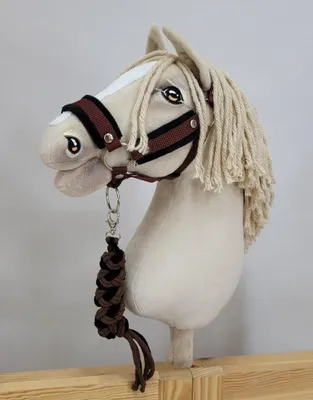Immagine prodotto di Set Hobby Horse: cavezza A3 con pelliccia nera + guinzaglio - Nero e marrone