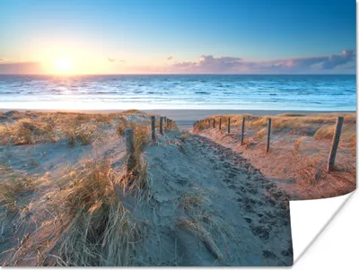 Produktbild von MuchoWow® Poster Strand - Meer - Sonne - Düne 120x90 cm - Wandbild