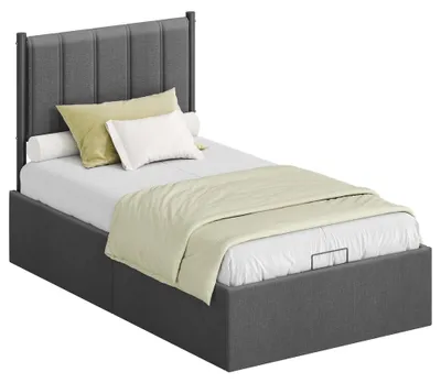 Immagine prodotto di Letto singolo 90 x 200 cm con rete a doghe pieghevole | Grigio | 93,4 x 209,3 x 110 cm