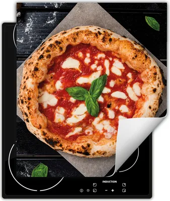 Produktbild von DarHaus Herdabdeckplatte 45x52 cm Anti Rutsch Matte Aufrollbar, Pizza - Holz