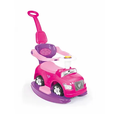 Image de Dolu Eenhoorn Loopauto met Duwstang Roze