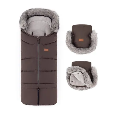Productafbeelding van PETITE&MARS Wintervoetenzak Arctic 4-in-1 + handschoenen voor kinderwagens, model Furry: Rijk bruin