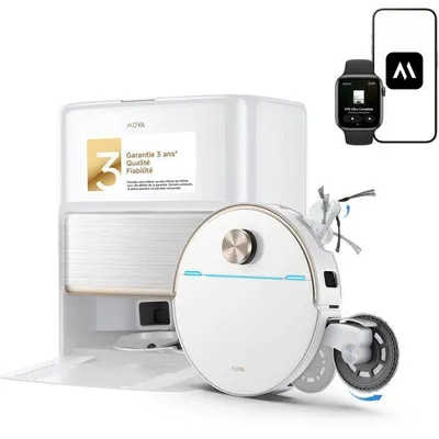 Image de Robot aspirateur laveur - MOVA V70 ULTRA COMPLETE - 40 000 Pa - 140 min - 300 ml - Blanc