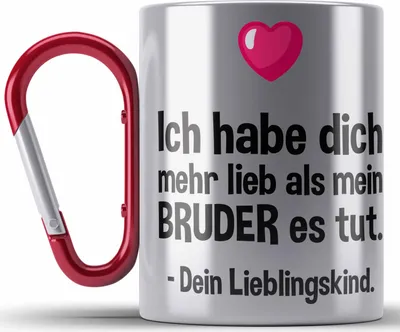 Produktbild von Trendation - Lieblingskind Muttertag Vatertag Edelstahl Tasse Karabiner Geschenk von Kinder Sohn Tochter Mama Edelstahl Tasse Karabiner mit Spruch (Rot)