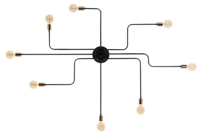 Image de Suspension luminaire en métal noir Ø 190 cm 6 lumières E27 style industriel