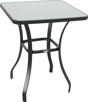 Produktbild von Outsunny Gartentisch Glastisch Bistrotisch Balkon gehärtetes Glas + Metall 68,5 x 68,5 cm schwarz 84B-035