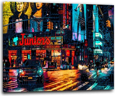 Produktbild von USA New York Nights Stadt Wandbild Leinwandbild Deko XL Kunst: 180x120x4cm