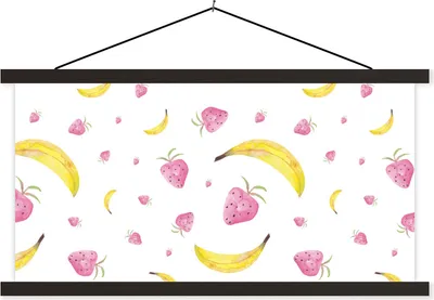 Produktbild von MuchoWow® Textilposter Obst - Design - Aquarell 60x30 cm mit schwarzem Rahmen - Textilien