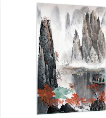Produktbild von Bilder auf glas - Einteilig - Berge Märchen Nebel - 80x120cm - Glasbilder - Wandbilder - Bilder - zum Aufhängen bereit - Wanddekoration aus Glas - Glas Bilder - Wandbild auf Glas - GPA80x120-3887