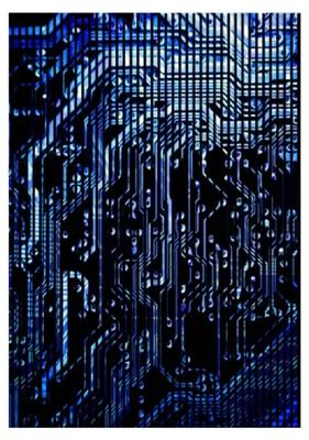 Produktbild von Akustikpaneele mit Digitaldruck Chip01 19 x 1693 x 2400 mm Technik Computer MDF PET-Fasern Wandpaneele Blau 3 Einzelplatten
