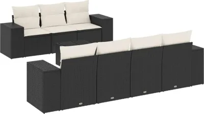 Produktbild von vidaXL 8-tlg. Garten-Sofagarnitur mit Kissen Schwarz Poly Rattan