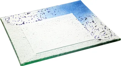 Produktbild von Glasteller Schale Tischdeko quadratisch Design Max Fusing Glas ca. 32x32cm Handmade Blau
