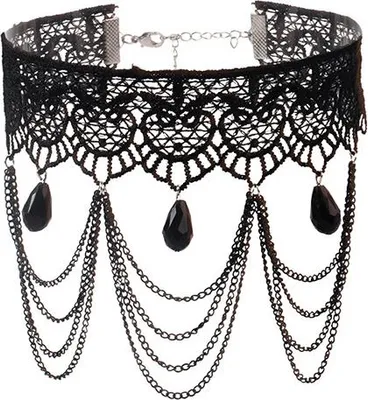Produktbild von CHOKER Spitze Stickerei Schwarz HALSKETTE Gothic CH04