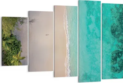 Produktbild von Bild auf Leinwand - Leinwandbild - 5 Teile - Strand Tropen Rand - 150x100cm - Wand Bild - Wanddeko - Wandbilder - Leinwanddruck - Bilder - Wanddekoration - Leinwand bilder - Wandbild - EG150x100-5000