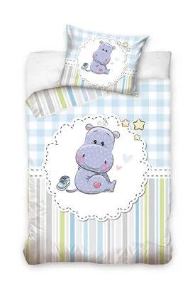 Produktbild von Carbotex Babybettwäsche bettbezug Baby Hippo Set 100 x 135 cm 40x60 Baumwolle