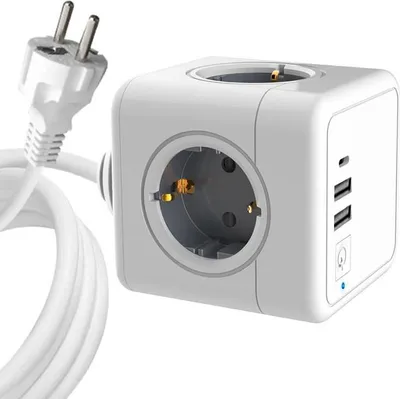 Produktbild von MicroConnect PowerCube 4 Schuko-Steckdosen 2xUSB 1 USB-C