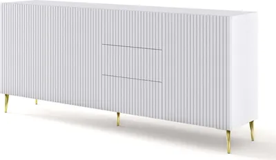 Produktbild von FURNLUX Anrichte Ravenna B Weiss Und Gold 200cm / Hauptfarbe: Weiß / Abmessungen: 200 x 87 x 42 cm