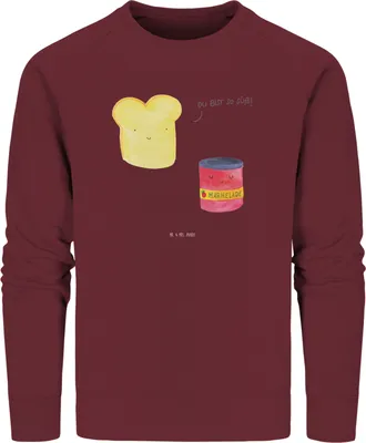 Produktbild von Mr. & Mrs. Panda Baumwoll Sweatshirt Toast Marmelade Größe XL - Burgundy - Geschenk, Bio, Toastbrot, Sweater, Pullover, Pulli, Lustige Sprüche, Küche Deko, Brot