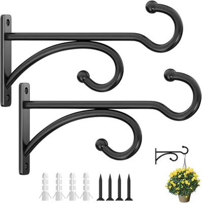 Imagen del producto de Ganchos metálicos para plantas, 15 cm, paquete de 2 unidades, para uso en interiores y exteriores