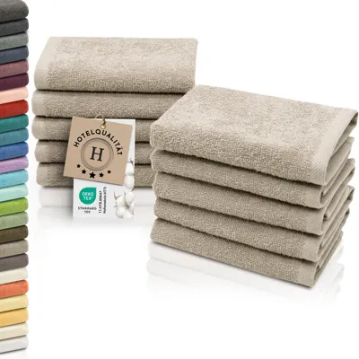 Produktbild von 10er Set Seiftücher, Baumwolle, 30x30 cm, 420g/qm, hellbraun (cappuccino)