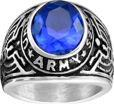 Produktbild von Karisma Männer Edelstahl 316L Ring - USA Militär Stein Blau - Untited States Army- RHC4005 - 60(19.1)