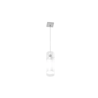 Image de Cilinder Suspension Contemporaine Métal Chrome Verre Satiné 1 Lumière E27