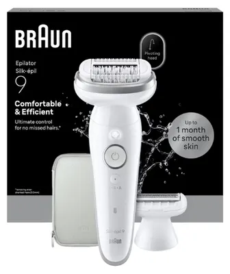 Produktbild von Braun Silk-épil 9 Silk·épil 9 9-030, Weiß, 40 Pinzette, MicroGrip, 100 - 240 V, 50/60 Hz, Integrierte Batterie