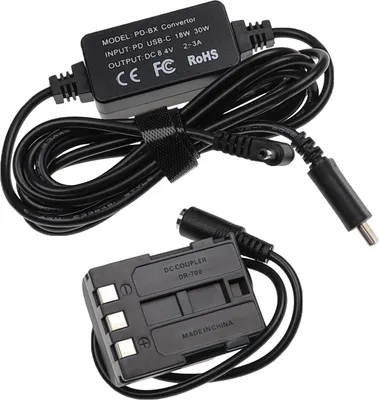 Produktbild von vhbw USB Netzteil kompatibel mit Canon PowerShot S80, S60, G7, G9, S55 Kamera, Digitalkamera + DC Kuppler (Ersatz für DR-20), 2m