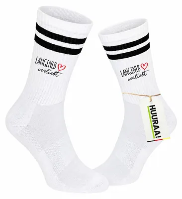 Produktbild von Huuraa Uni Socken Langeneß verliebt 42/46 Black Baumwolle Tennissocken Geschenkidee, KI-generiertes Bild